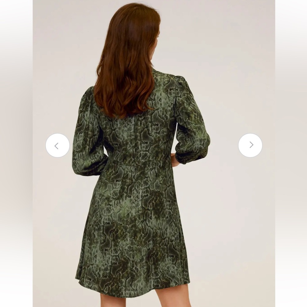 Mango button collar snake print dress Sz 2 - Picture 2 of 8